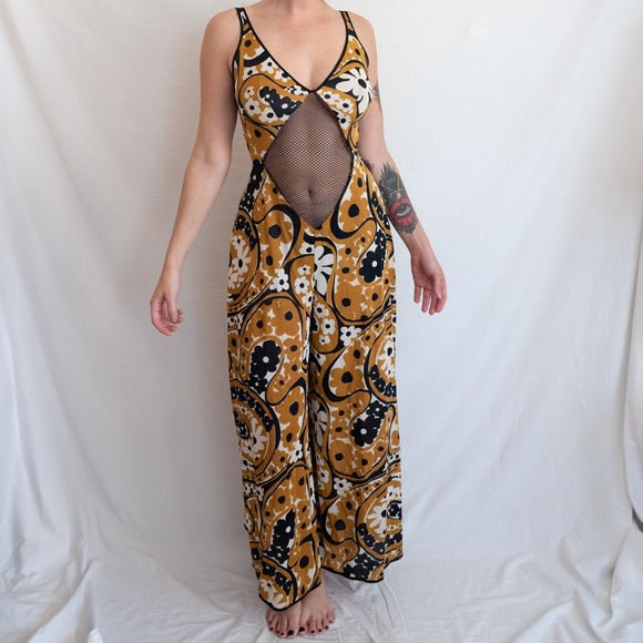 Glydons Pants - Vintage Floral Fish Net Romper